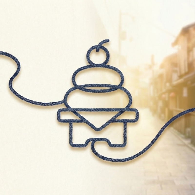 組紐で作られた鏡餅のアート作品